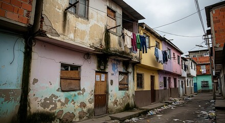 Run-down yet colorful urban dwellings display resilience in challenging settings