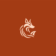 Abstract fox logo in modern and sleek minimalist style.
