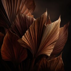 Close-up of dried brown palm fronds