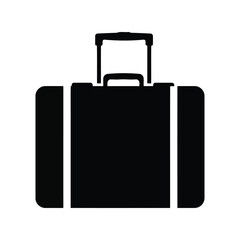 Black silhouette suitcase vector illustration travel luggage wheeled bag vacation gear journey icon isolated eps graphic