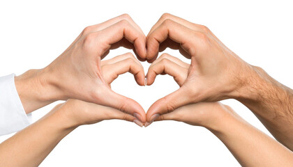 Romantic couple heart shape hand unique style isolated on transparent background. Png