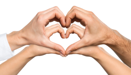 Romantic couple heart shape hand unique style isolated on transparent background. Png