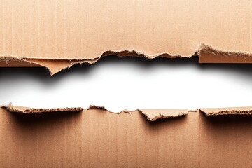 Ripped cardboard, beige, torn,  white space