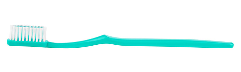 green toothbrush isolated on white background