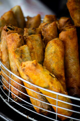 a classic fried spring roll from a Taiwanese night market or food stall
