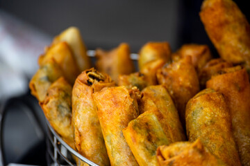 a classic fried spring roll from a Taiwanese night market or food stall