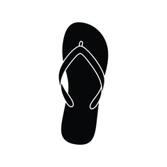 Black flip flop sandal illustration summer footwear beach shoe casual wear isolated graphic