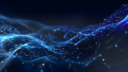 Futuristic digital mesh grid with deep blue and electric indigo highlights, smooth interconnected lines, glowing edges, and subtle particles for tech backgrounds