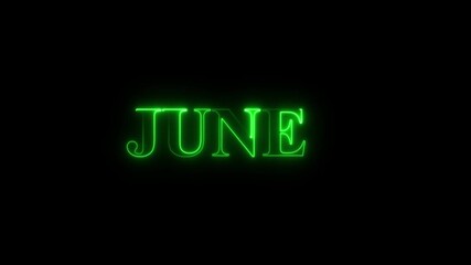 Glowing neon june text animation in 4k resolution
Perfect for summer themes, calendar visuals and creative motion graphics