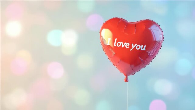 Romantic, loving gesture with a red heart-shaped balloon.