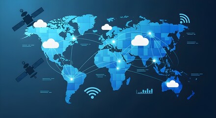 Global Connectivity and Digital Technology Vector – World Network and Communication Infrastructure Illustration