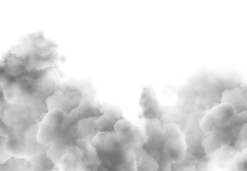 Calmness fluffy steam clouds on transparent backgrounds 3d illustration png, black smoke gas cutout