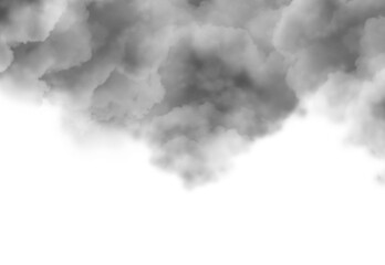 Calmness fluffy steam clouds on transparent backgrounds 3d illustration png, black smoke gas cutout