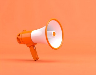 Orange megaphone on orange background