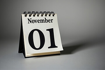 November 1st A Crisp Calendar Page Displaying the Start of November Against a Neutral Backdrop