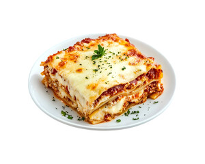 Delicious lasagne served on a classic white plate