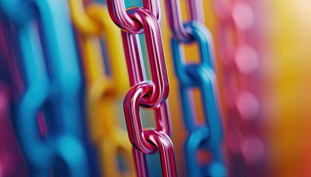A unique perspective of paperclips connected in a chain, emphasizing teamwork and connection for Paperclip Day, 8k, realistic