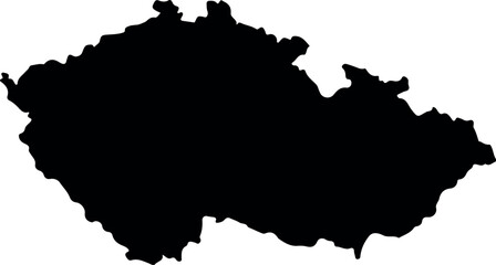 Obraz premium Black silhouette icon of Czechia map outline, simple flat vector shape for geographic location, travel, and educational design projects