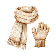 Obraz premium a cute Cozy knitted scarf and gloves set