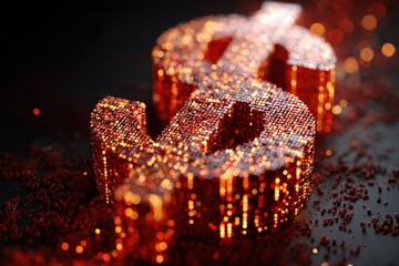 Dollar sign crafted from glowing computer code symbolizes the merging of technology and finance in a digital age