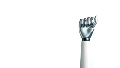 Robot shake hand after winning unique style isolated on white background