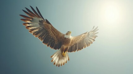 Obraz premium Majestic Eagle Soaring in a Clear Sky; Stock Photo