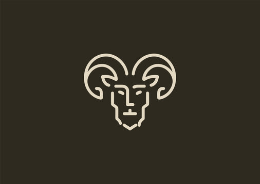 A whimsical minimalist faun satyr logo in clean line art, blending mythical charm with natural beauty.