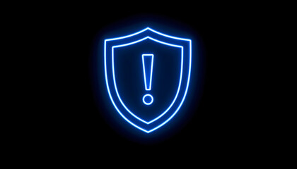 Neon shield icon warning