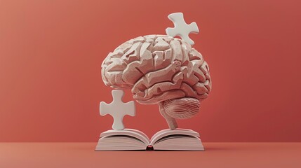 A 3D model of a brain with a puzzle piece fitting into place, symbolizing the importance of problemsolving and critical thinking, with a playful and inquisitive style  ,3D style