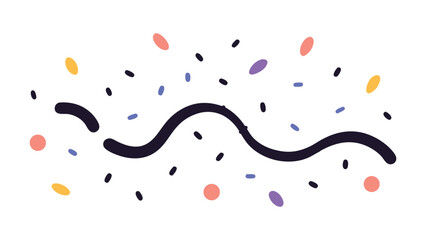 Fototapeta premium Vector art of abstract celebration pattern with wavy line and colorful confetti isolated on white background.