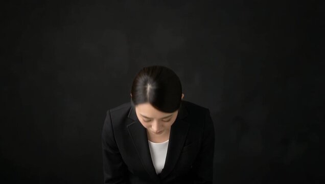 お辞儀する女性・謝罪のイメージ