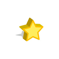 Obraz premium A cut viewed from above at an angle of a three-dimensional shining yellow star with shadows.