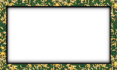 Green and yellow decorative border frame featuring a white center for text or design.