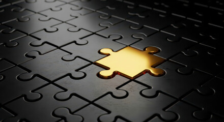 Discovering the unique gold puzzle piece among the dark pieces
