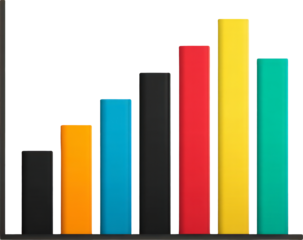 Colorful bar chart graph showing business data growth success