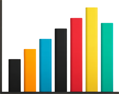 Colorful bar chart graph showing business data growth success