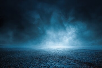 Obraz premium Nighttime atmosphere created by blue smoke rising in a dark sky at ground level, enhancing the sense of mystery and depth in an urban landscape