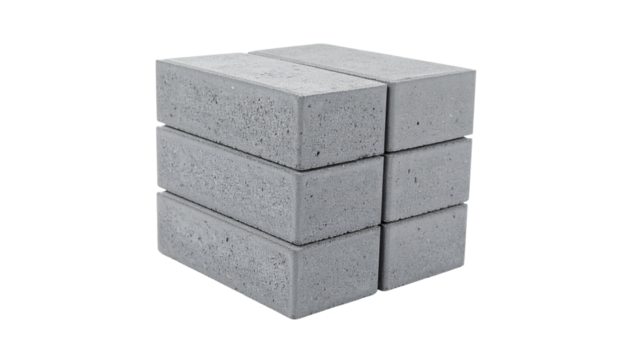 Stack of grey concrete bricks, isolated on transparent background - Powered by Adobe