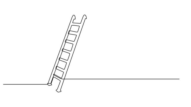 Ladder animation continuous one line drawing, Self drawing animation of single one line draw ladder, Full length animated. minimal concept pro vector illustration.