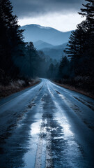 road in the mountains. Generative AI