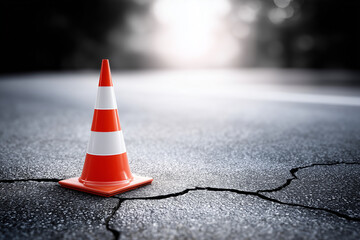 traffic cones on a road. Generative AI