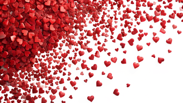 Red heart shaped candies isolated on transparent background for valentines day, love, romance and wedding - Powered by Adobe