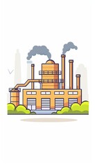 A cute cartoon Style ofA modern factory with efficient lean manufacturing practices
