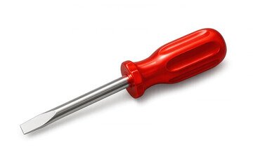 Red screwdriver lying diagonally on a transparent background, perfect for quick and easy isolation in any project