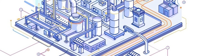 A cute cartoon Style ofA smart factory using blockchain technology for supply chain transparency