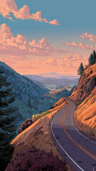 sunset in the mountains. Generative AI