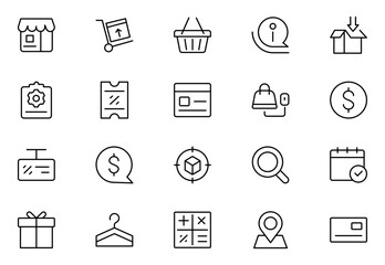 E-Commerce line icons set. E-Commerce, Shop, Online Shopping icons collection. Shopping symbols set. Vector illustration. editable stroke