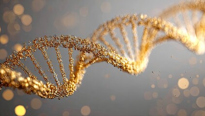 Golden DNA helix, abstract scientific image