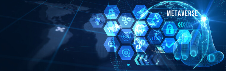 Metaverse virtual world, metaverse digital world intelligent futuristic interface technology. 3d illustration