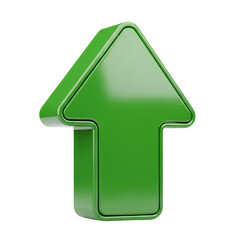 Vibrant green arrow pointing upwards symbolizing growth, success and positive direction, ideal for business presentations and marketing materials